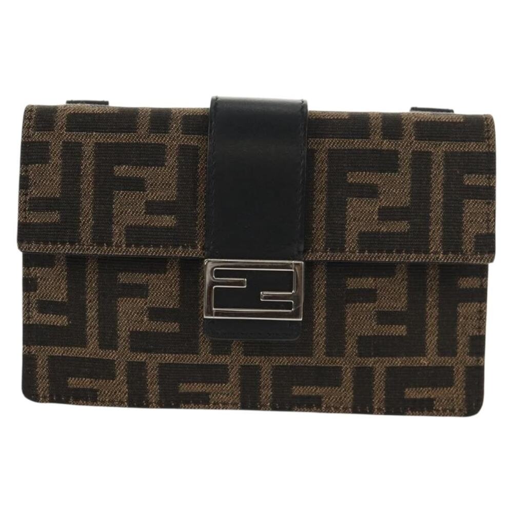 Fendi Zucca Baguette Shoulder Bag Black